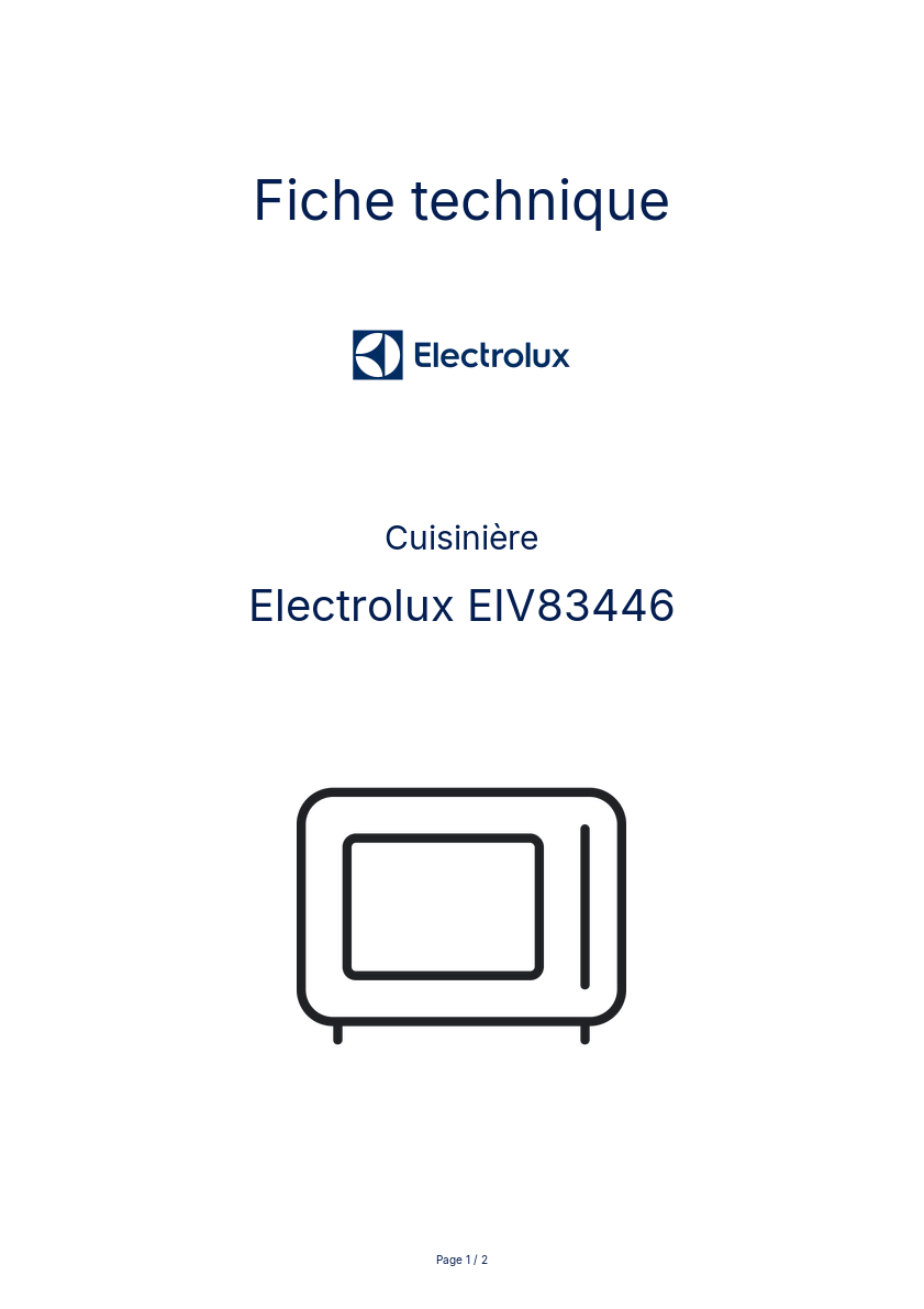 Page n°1 - Fiche technique Electrolux EIV83446
