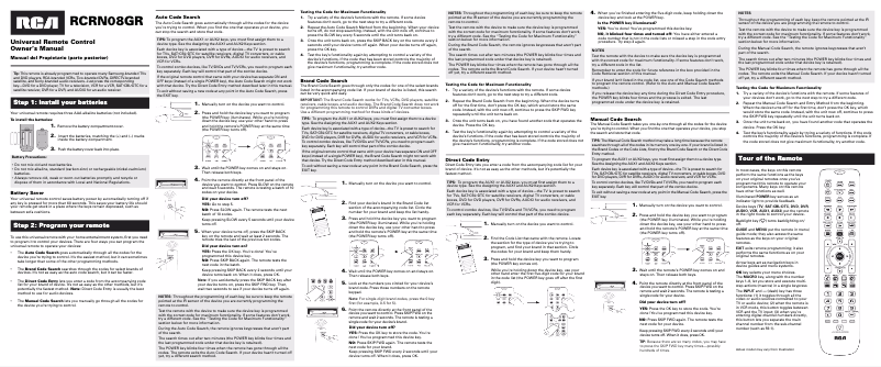 Image de la première page du manuel de l'appareil RCRN08GR