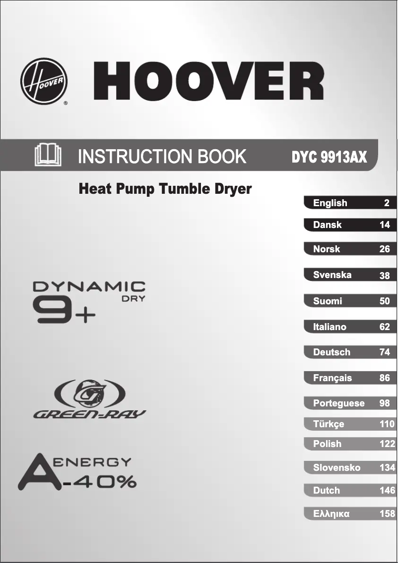 Page n°1 - Manuel utilisateur Hoover DYC 9913AX