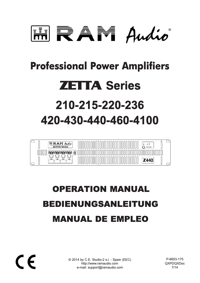 Page n°1 - Manuel utilisateur Ram Audio ZETTA 460