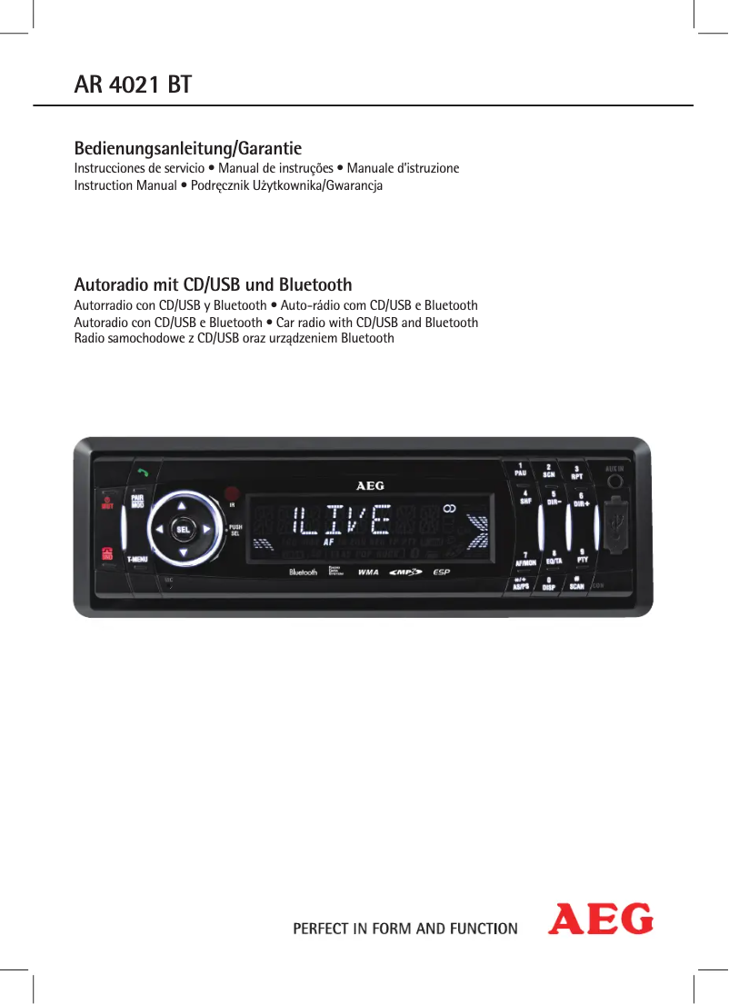 Page n°1 - Manuel utilisateur AEG AR 4021 BT