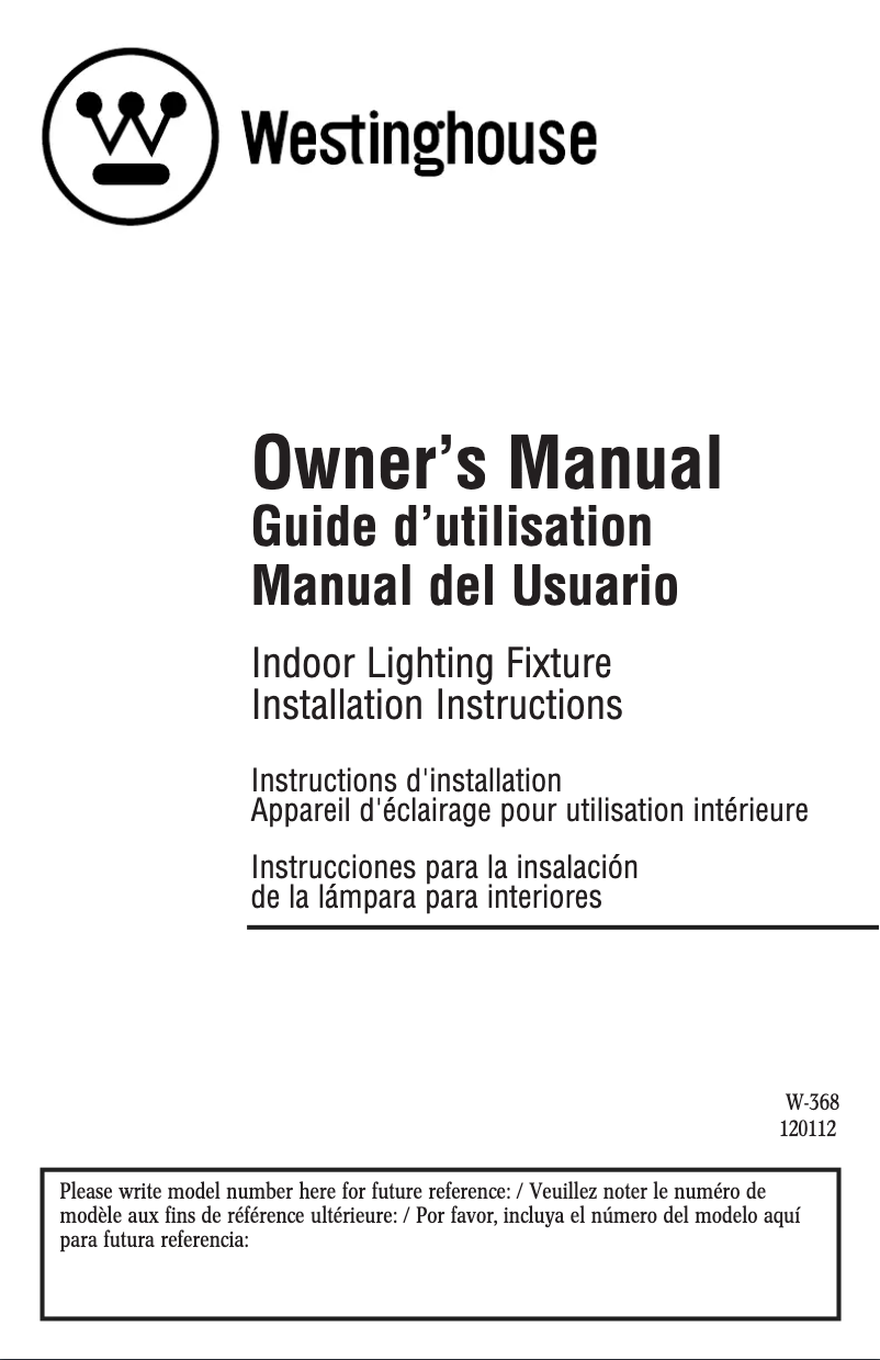 Page n°1 - Manuel utilisateur Westinghouse Parker Mews