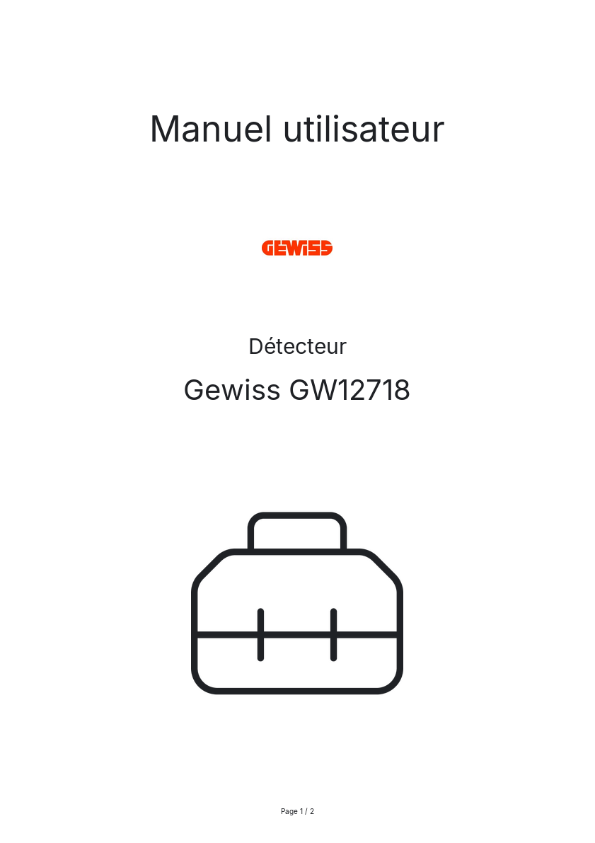Page n°1 - Manuel utilisateur Gewiss GW12718