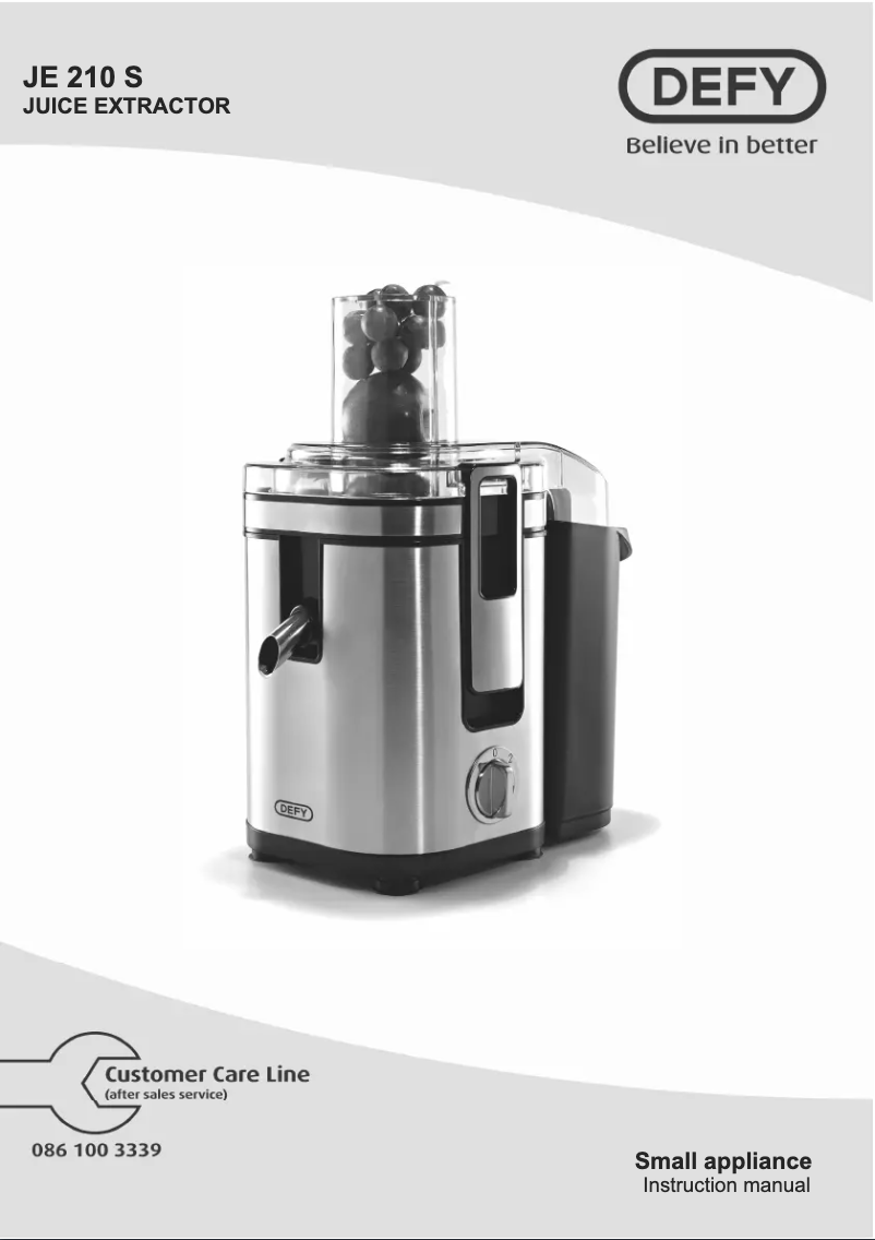 Page n°1 - Manuel utilisateur Defy JE 210 S