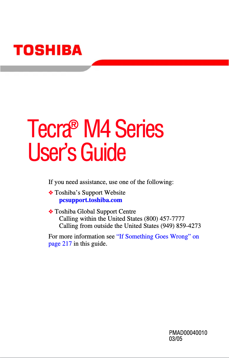 Page n°1 - Manuel utilisateur Toshiba Tecra M4