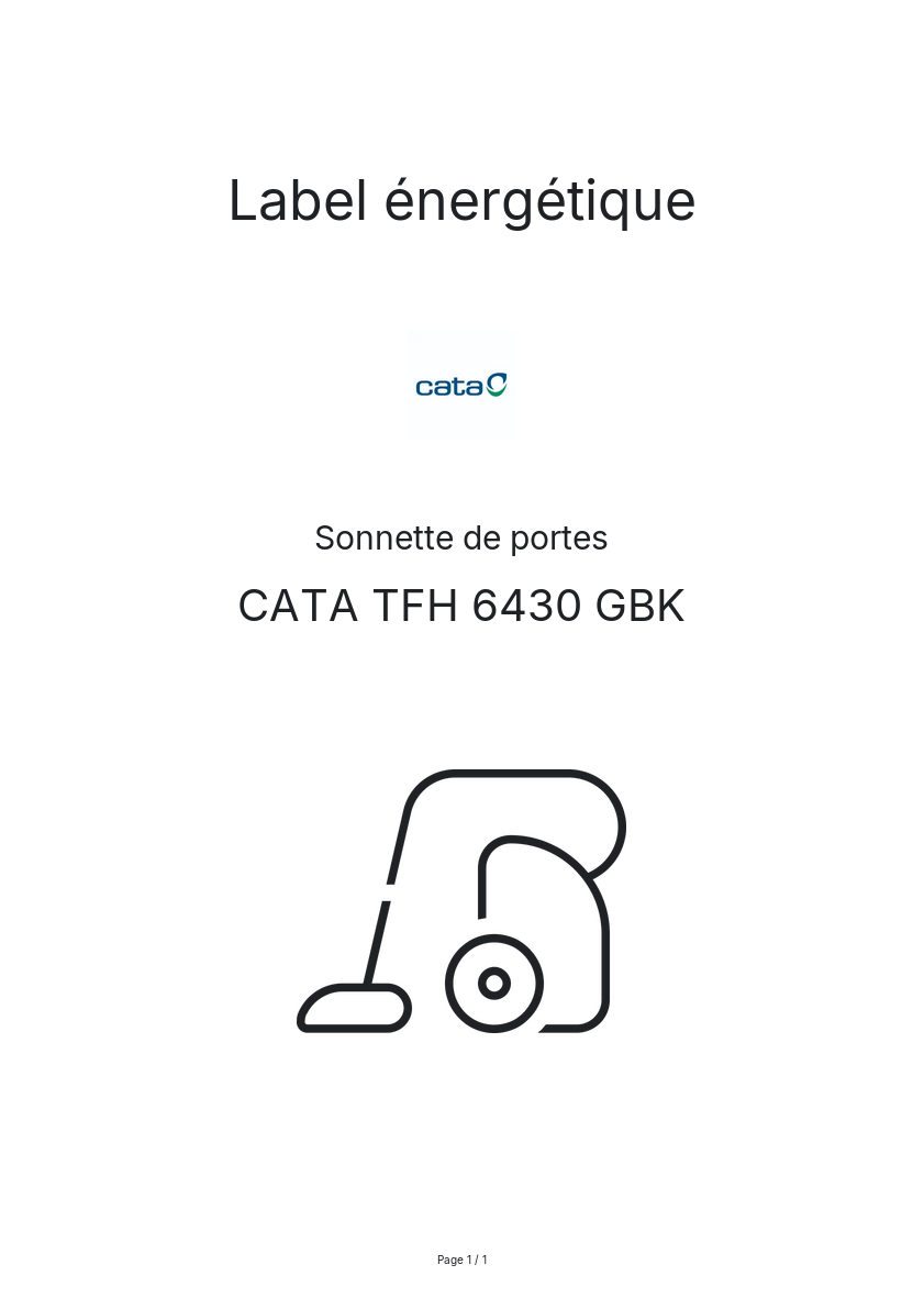 Page n°1 - Label énergétique CATA TFH 6430 GBK