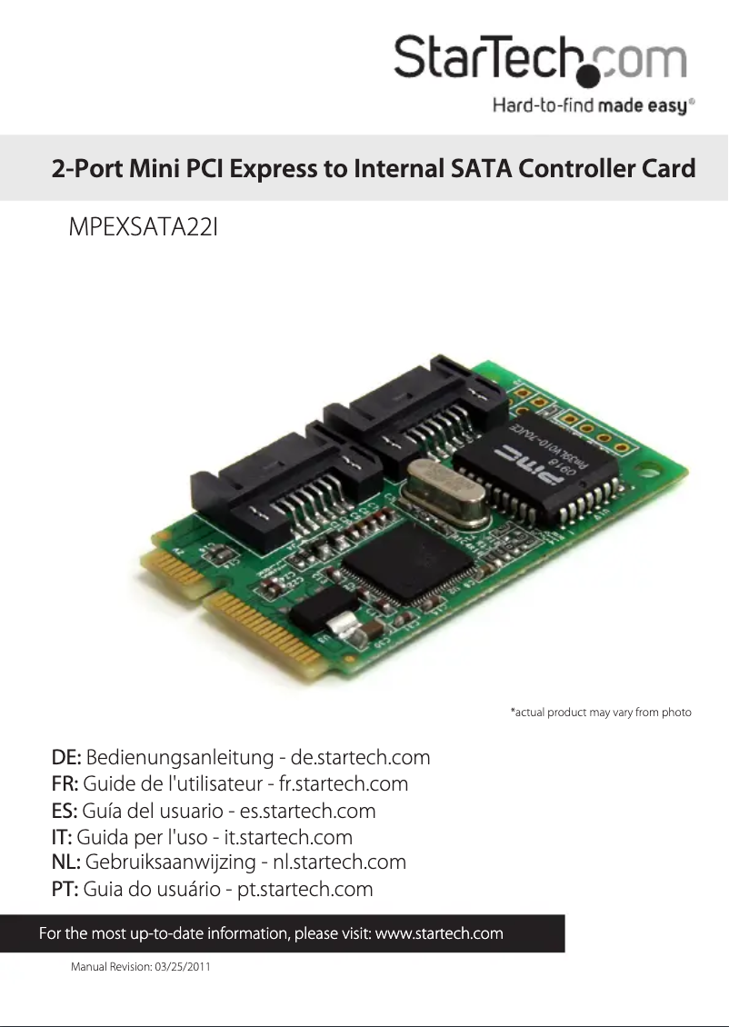 Page 1 de la notice Manuel utilisateur StarTech.com MPEXSATA22I