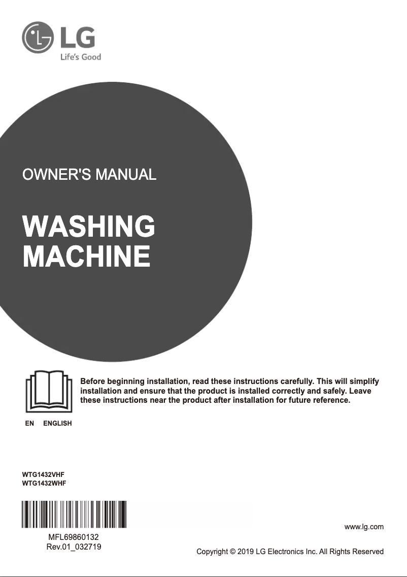 Page 1 de la notice Manuel utilisateur LG WTG1432VHF
