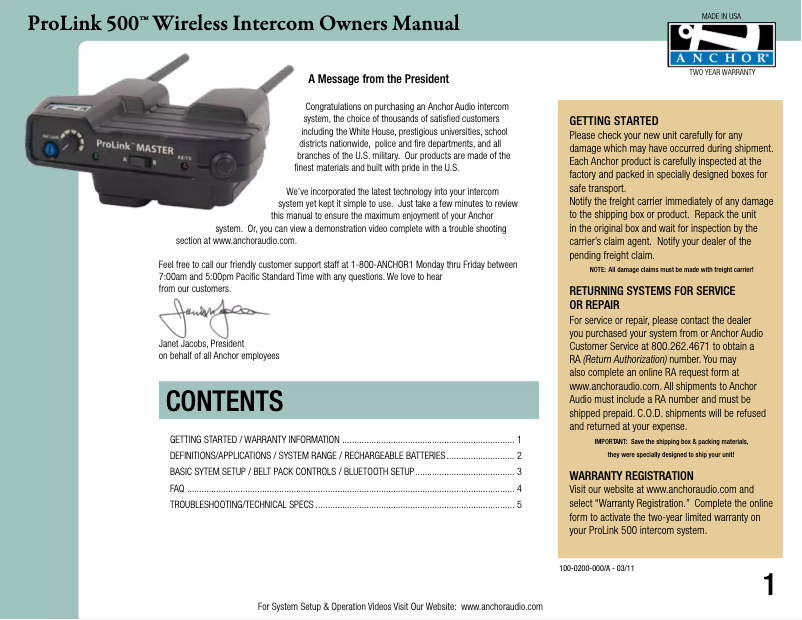 Imagen de la primera página del manual del dispositivo PRO-570/2D/5S