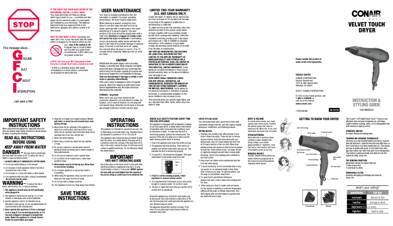 Page 1 de la notice Manuel utilisateur Conair 530RN