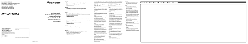 Page n°1 - Guide de démarrage rapide Pioneer AVH-Z7100DAB