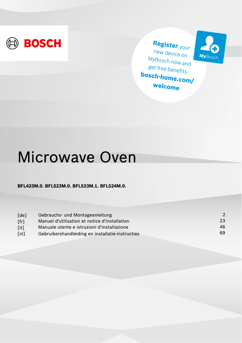 Image de la première page du manuel de l'appareil BFL423MB0