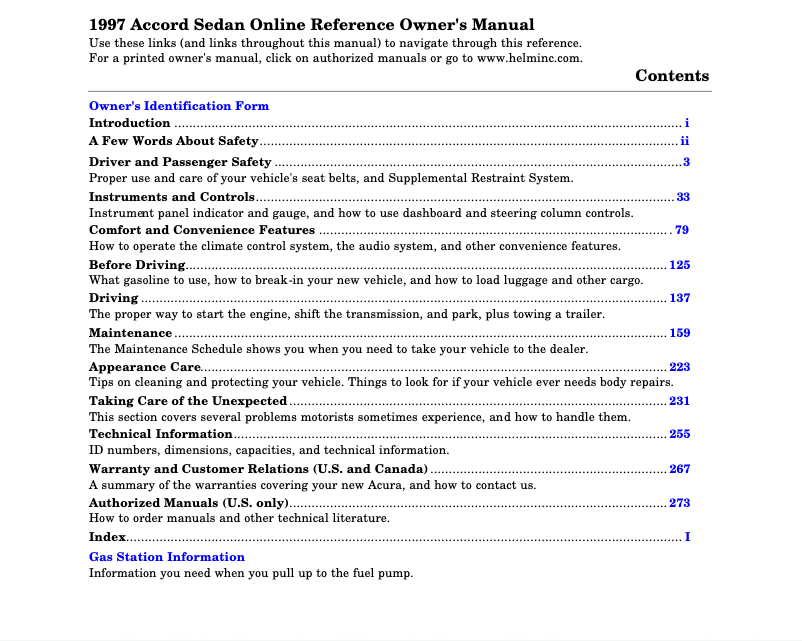 Image de la première page du manuel de l'appareil Accord Wagon (1997)
