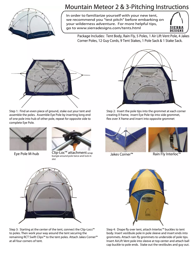 Página 1 del manual Manual de usuario Sierra Designs Mountain Meteor 3