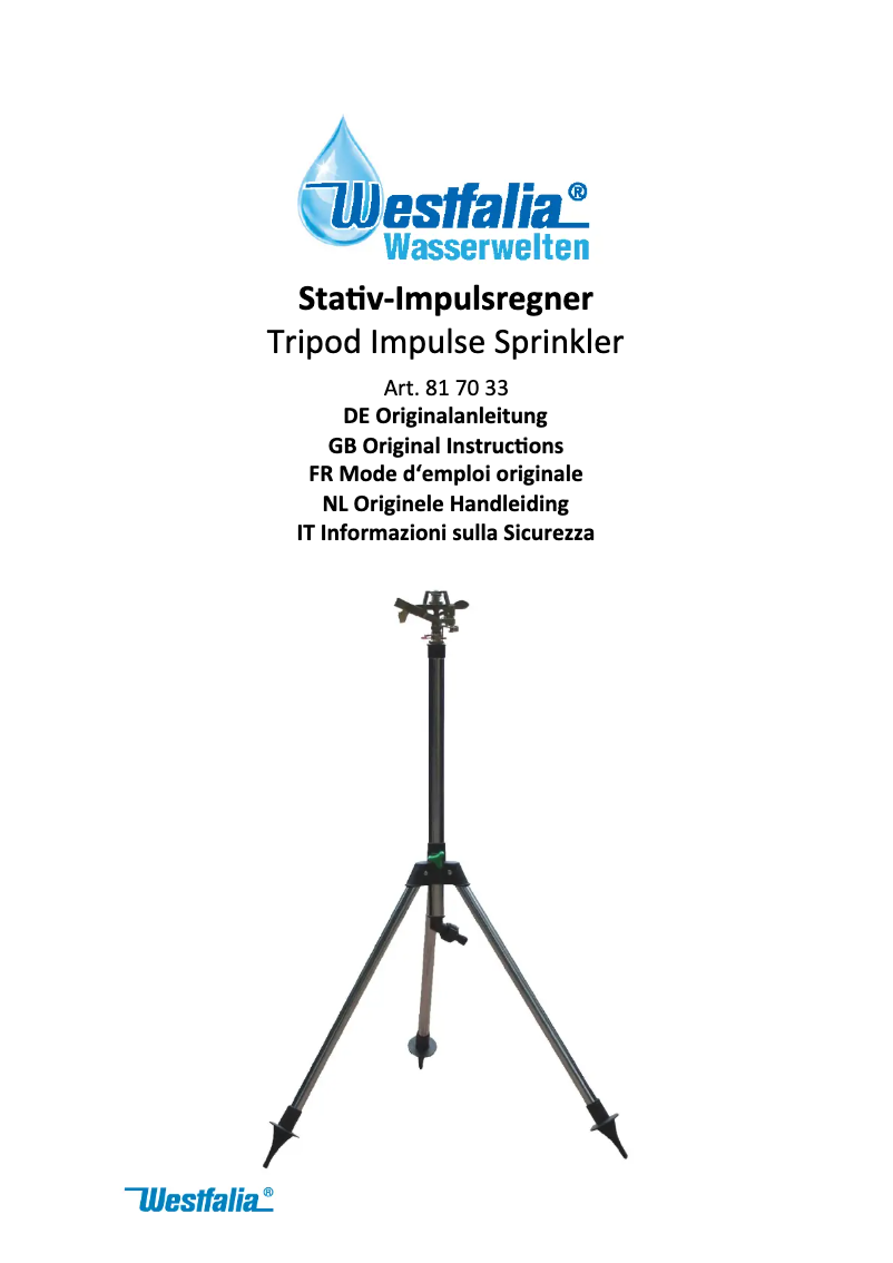 Page 1 de la notice Manuel utilisateur Westfalia 817033