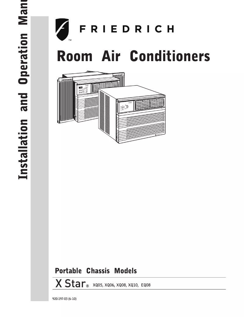 Page n°1 - Manuel utilisateur Friedrich X-Star XQ08M10