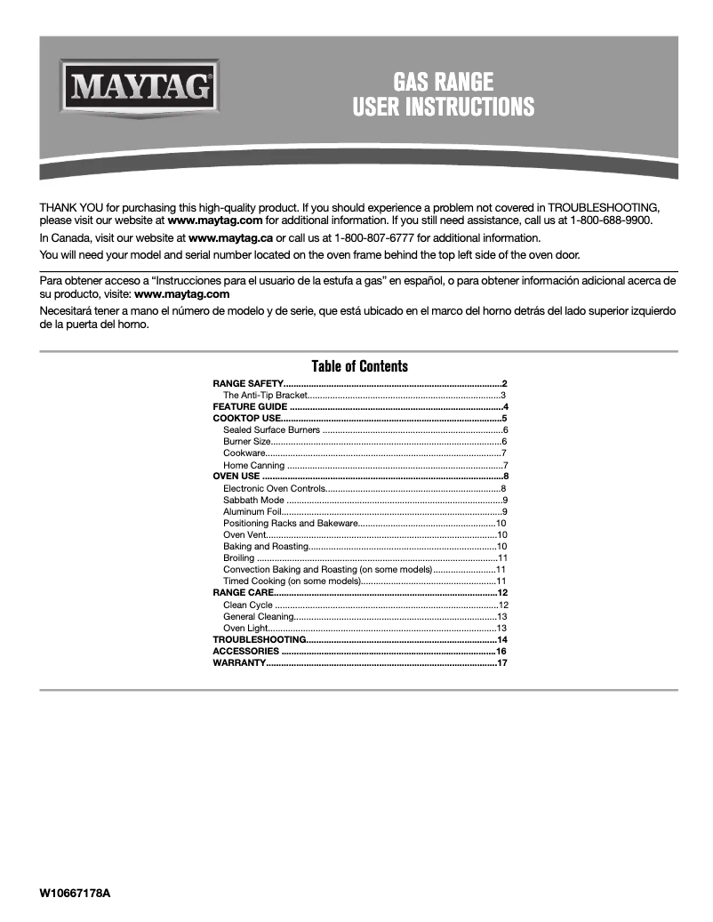 Page n°1 - Manuel d'utilisation et d'entretien Maytag MGR8700DH