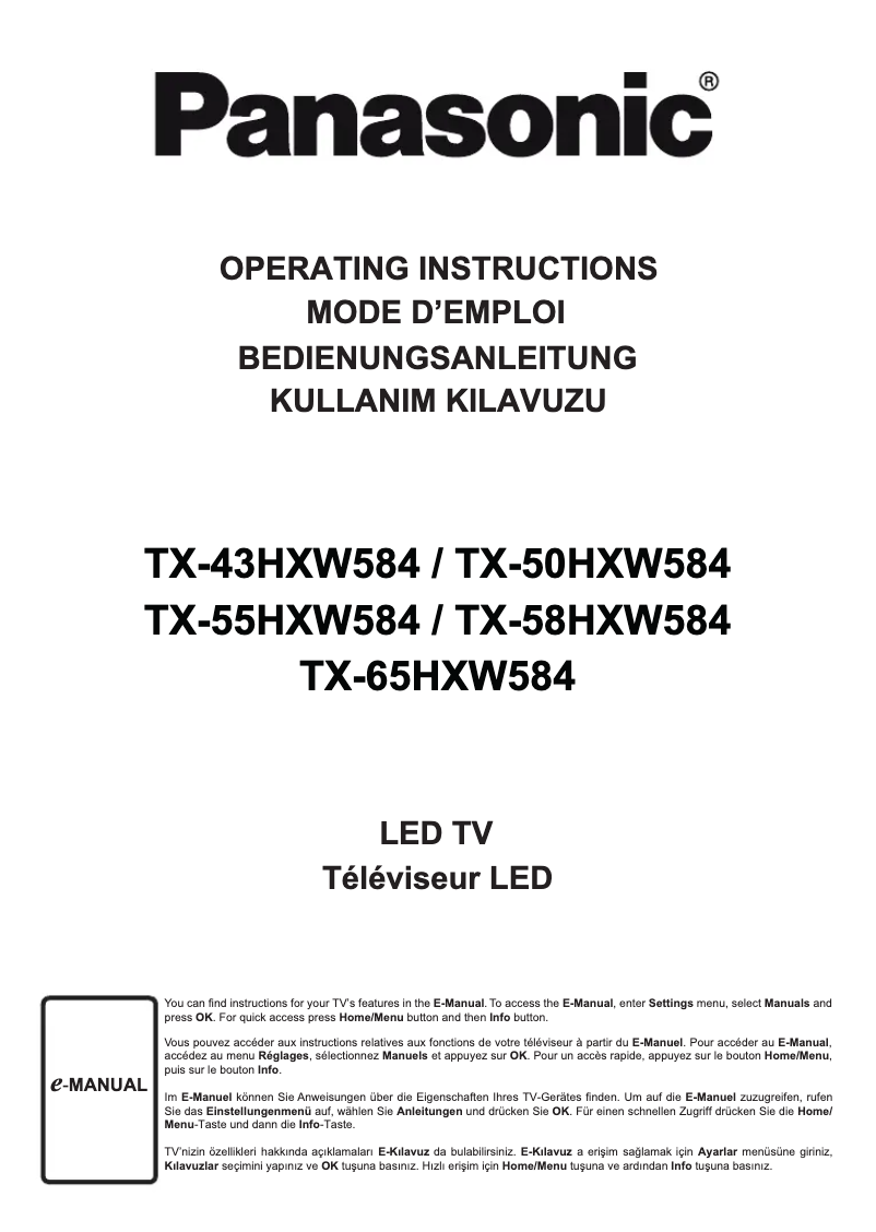 Image de la première page du manuel de l'appareil TX-65HXW584