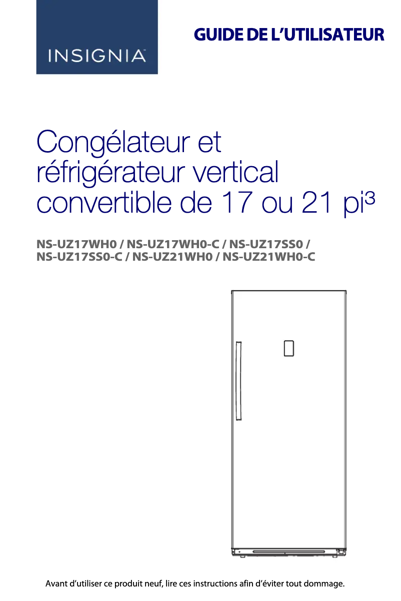 Page n°1 - Manuel utilisateur Insignia NS-UZ17WH0
