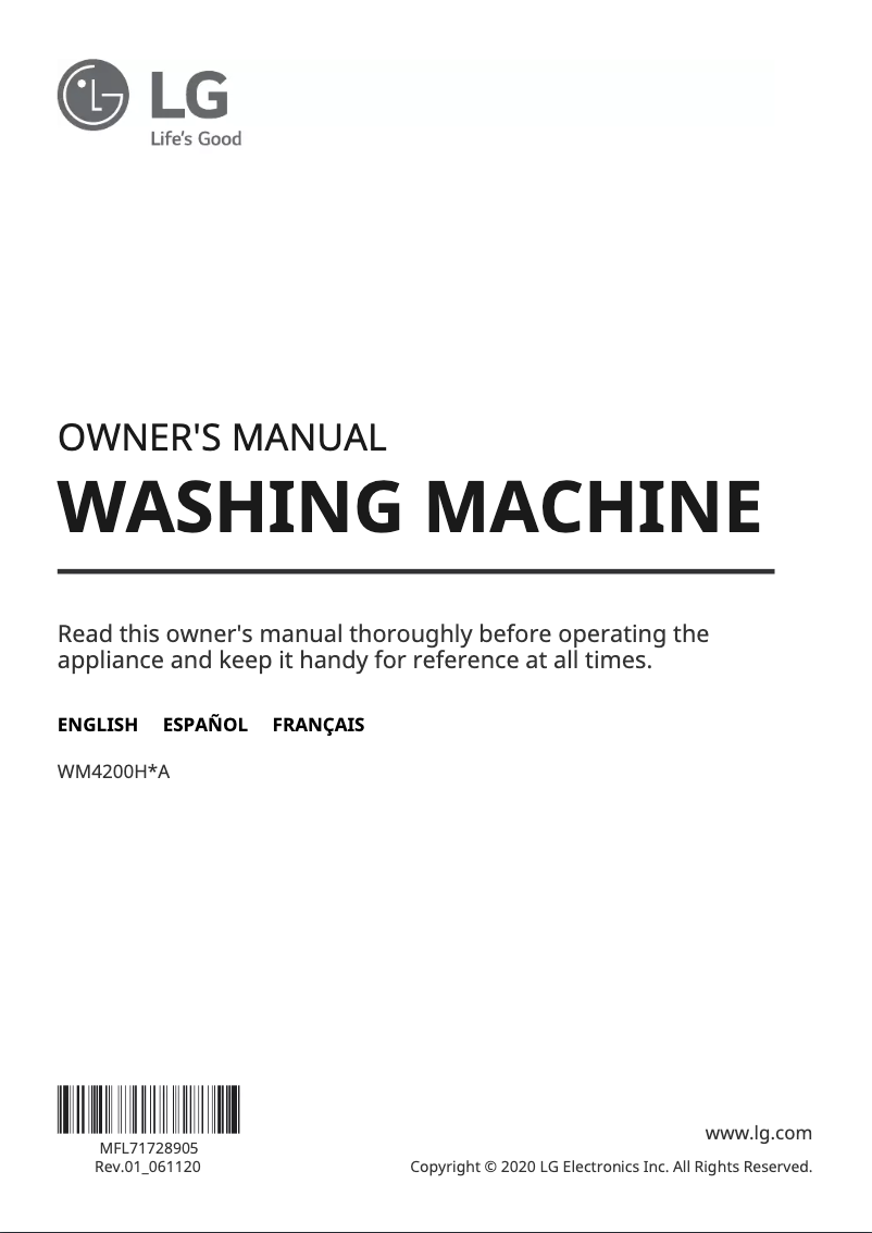 Página 1 del manual Etiqueta energética LG WM4200HBA
