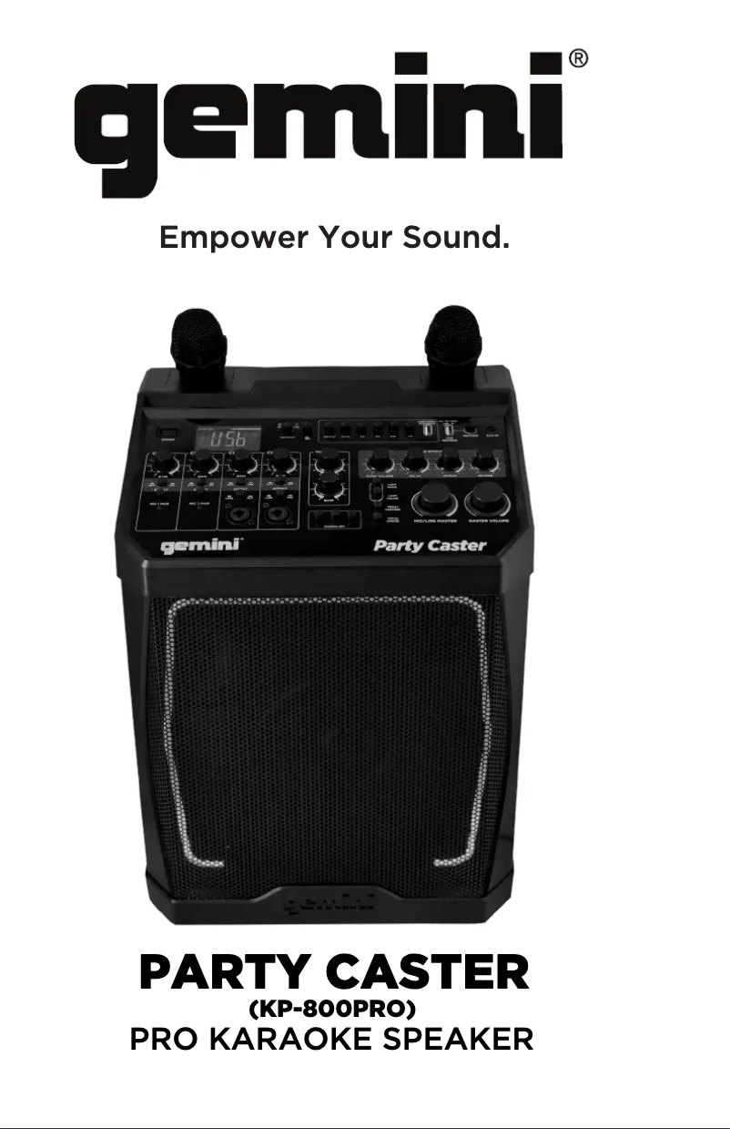 Page n°1 - Manuel utilisateur Gemini Party Caster KP-800PRO