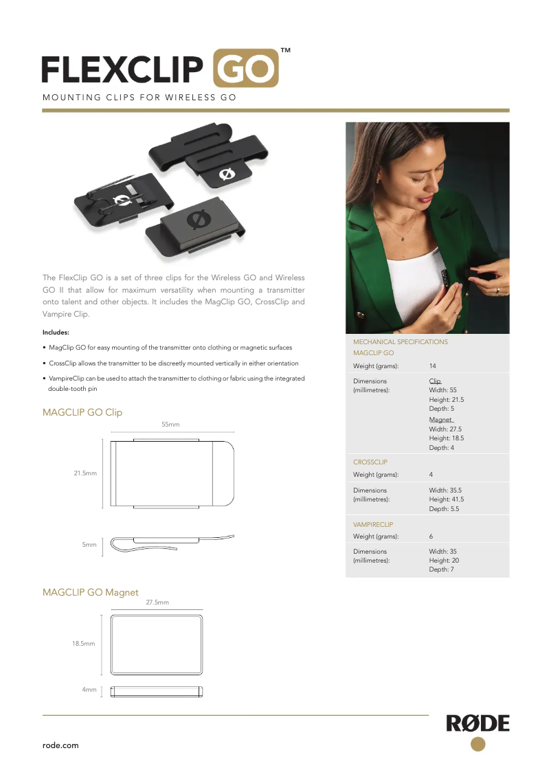 Page 1 de la notice Manuel utilisateur Røde FlexClip Go