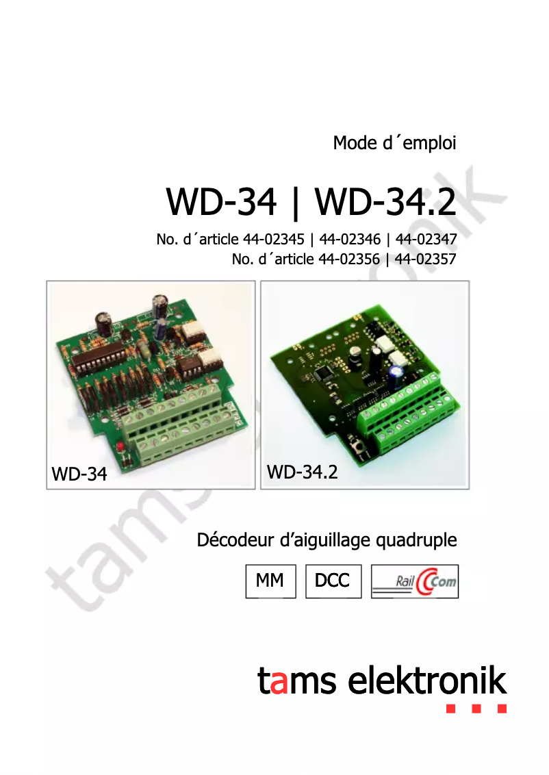 Page n°1 - Manuel utilisateur Tams Elektronik WD-34