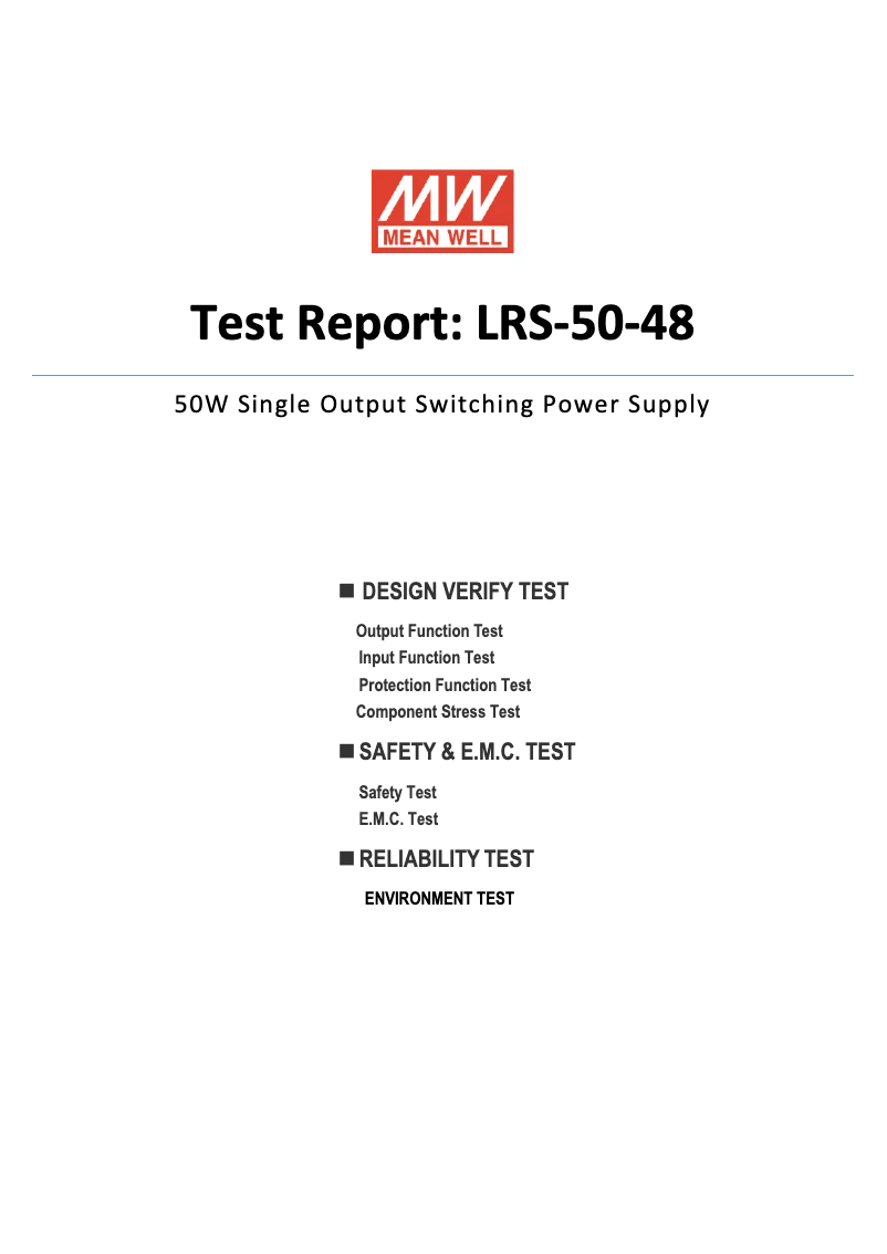 Page n°1 - Fiche technique Mean Well LRS-50-48