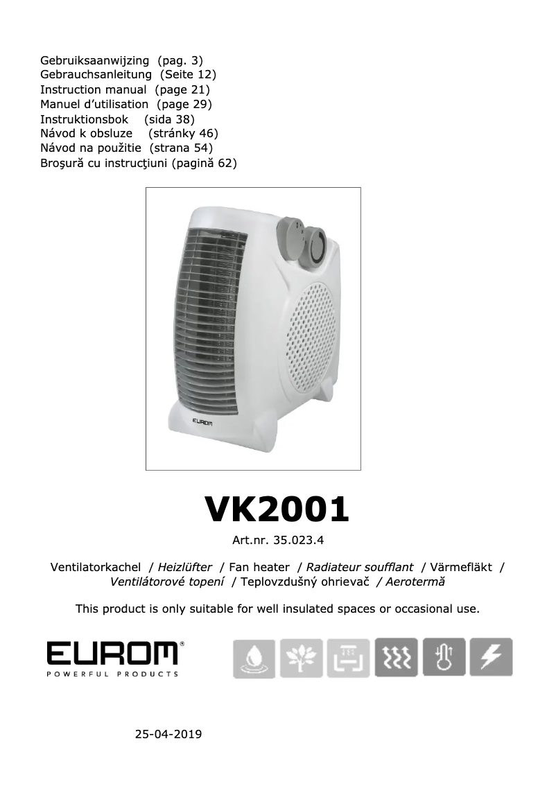 Página 1 del manual Manual de usuario Eurom VK2001