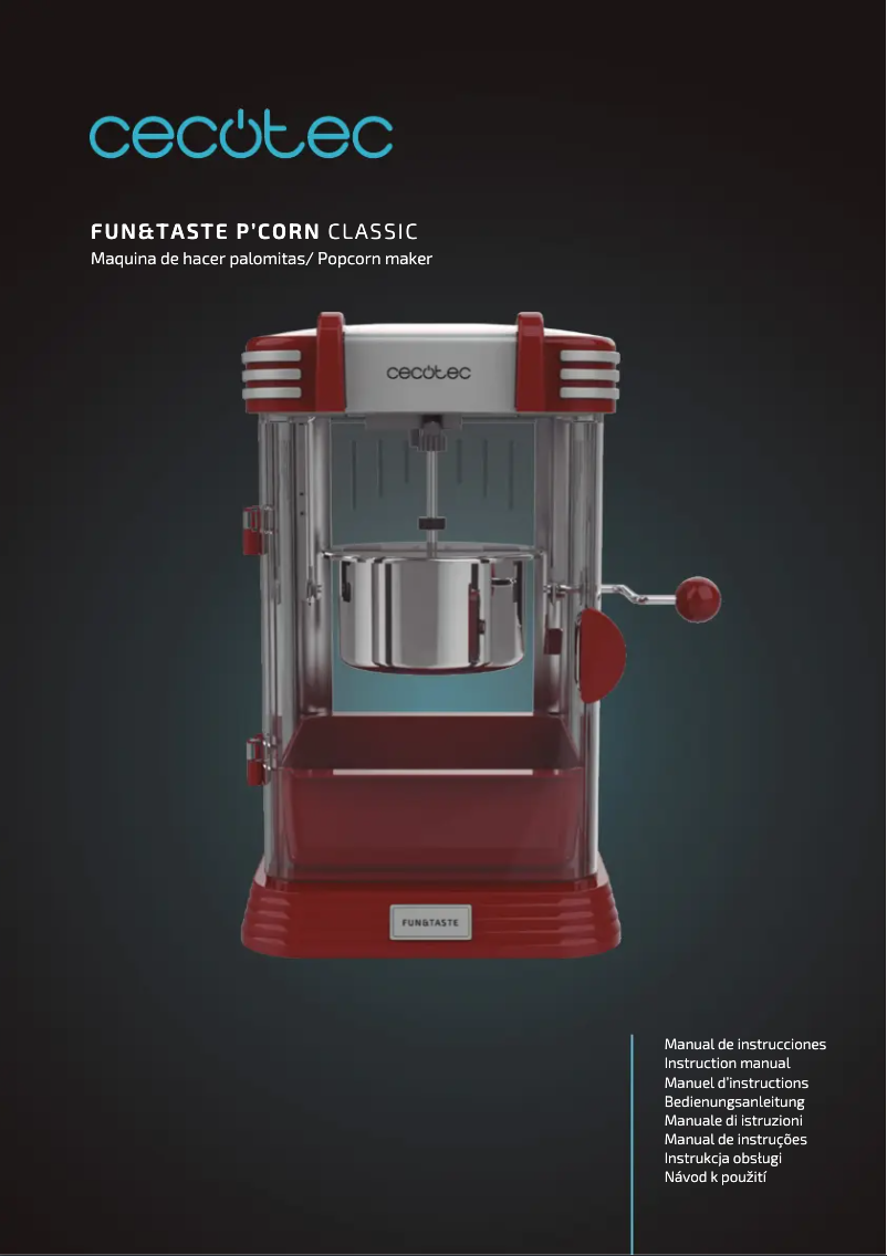 Page 1 de la notice Manuel utilisateur Cecotec Fun&Taste P´Corn Classic