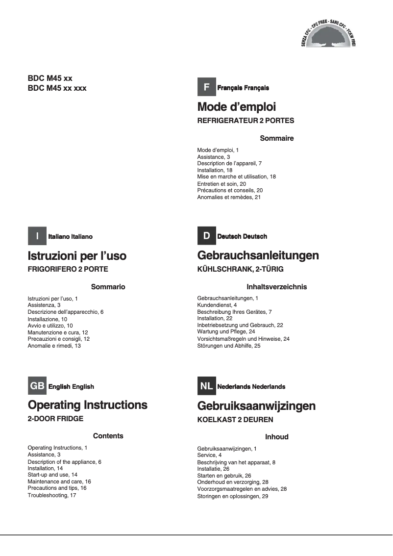 Imagen de la primera página del manual del dispositivo BDC M45 V CH/HA
