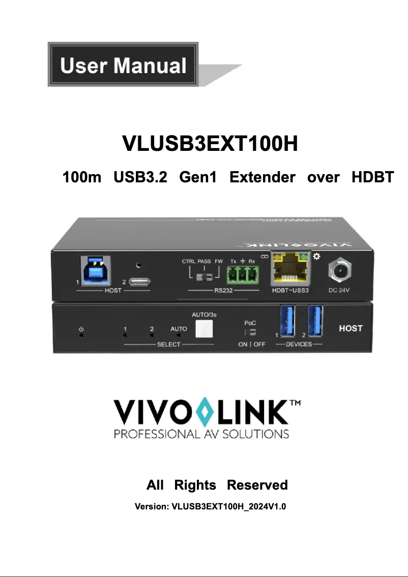 Page 1 de la notice Manuel utilisateur Vivolink VLUSB3EXT100H