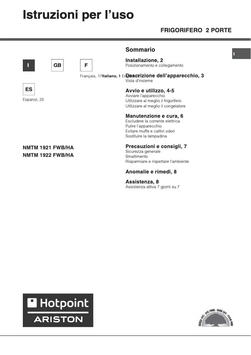 Page n°1 - Manuel utilisateur Hotpoint Ariston NMTM 1922 FWB/HA