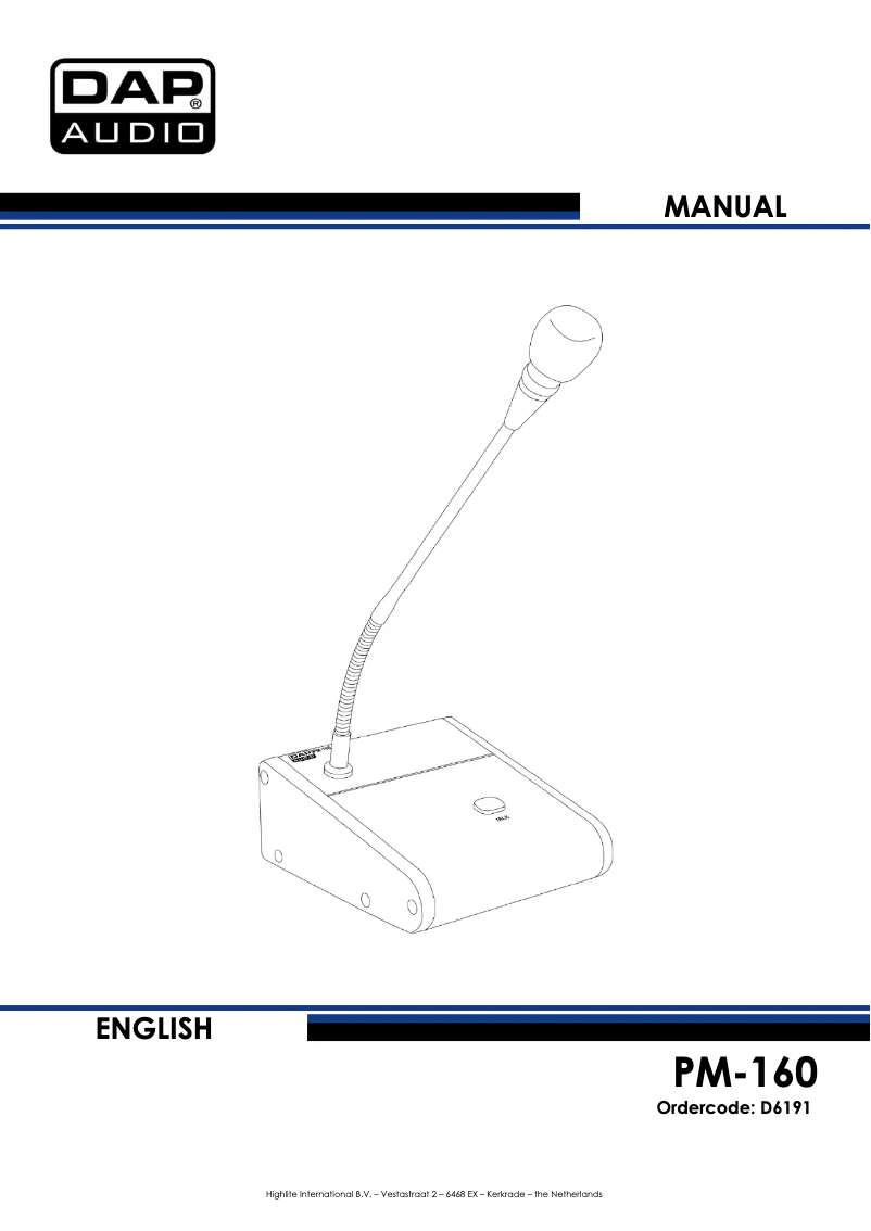 Page n°1 - Manuel utilisateur DAP-Audio PM-160
