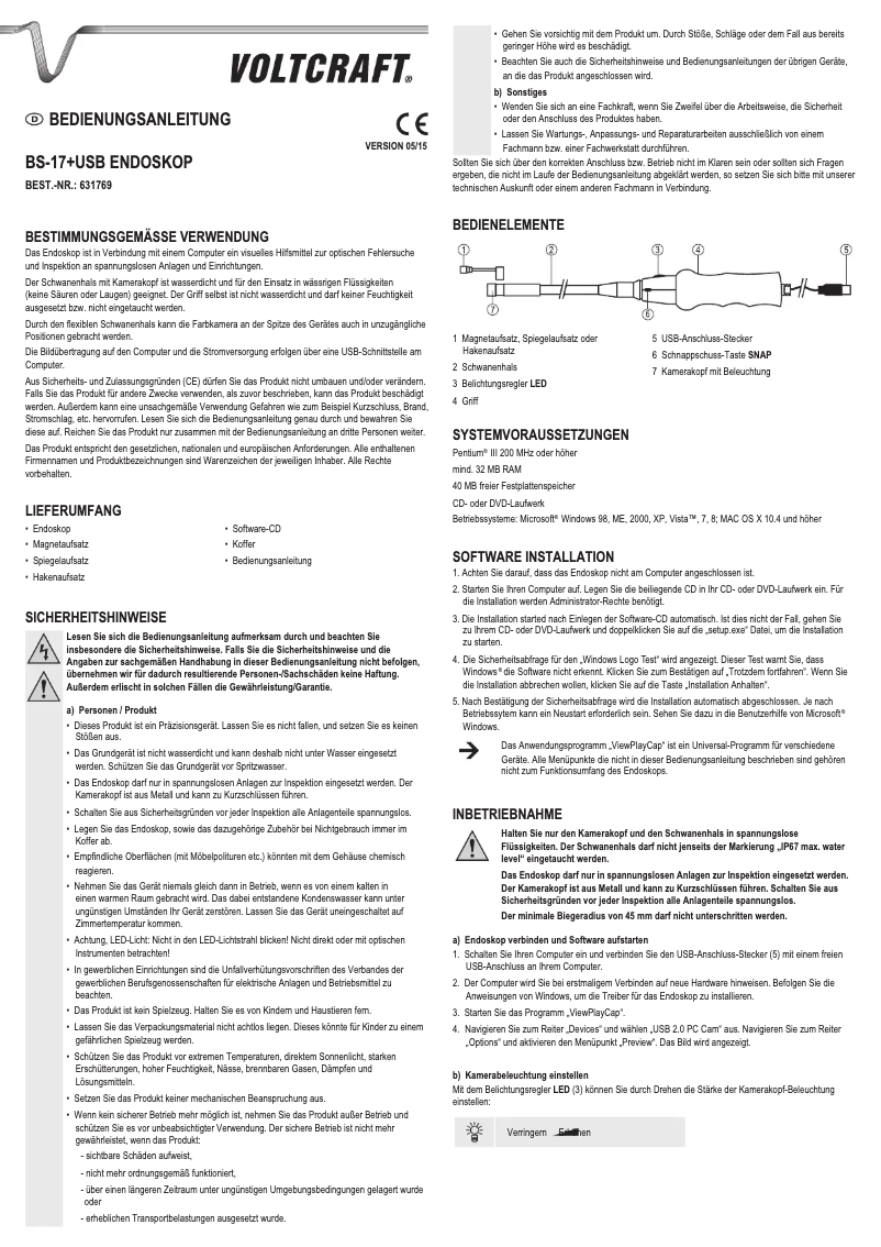 Page 1 de la notice Manuel utilisateur Voltcraft BS-17+