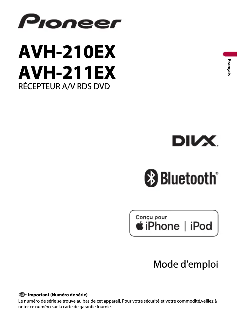 Page n°1 - Manuel utilisateur Pioneer AVH-211EX