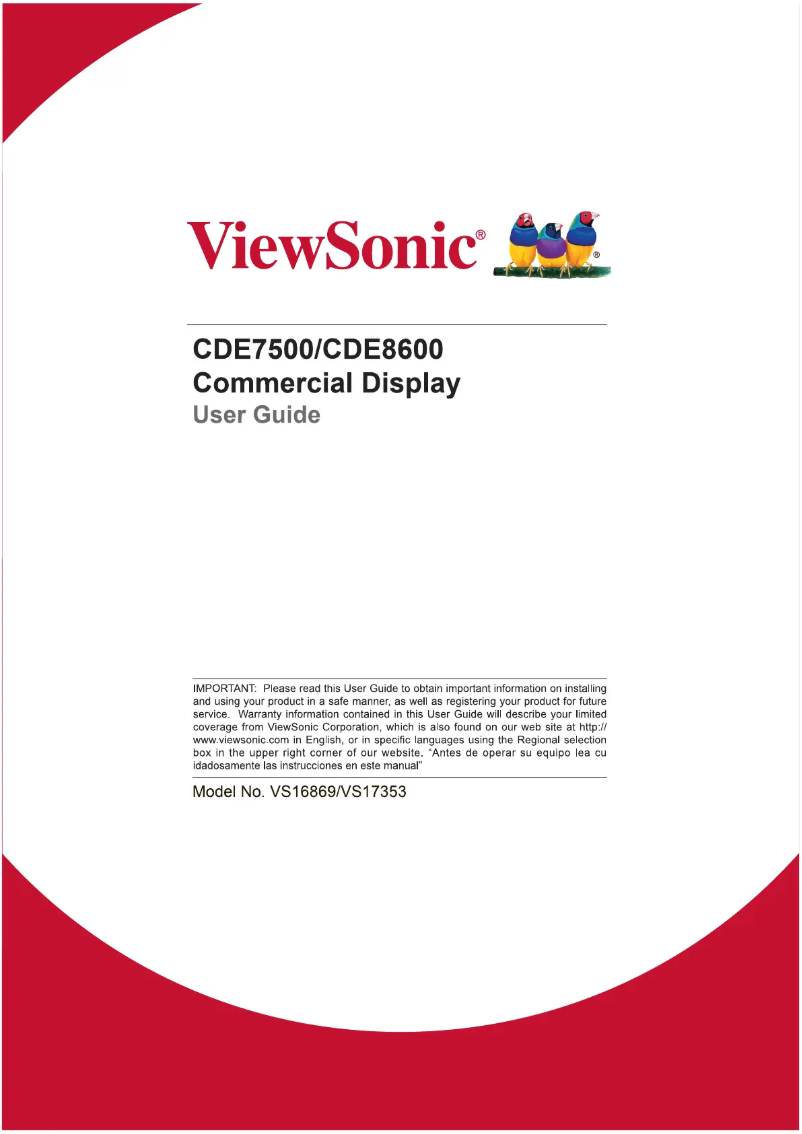 Page 1 de la notice Manuel utilisateur Viewsonic CDE8600