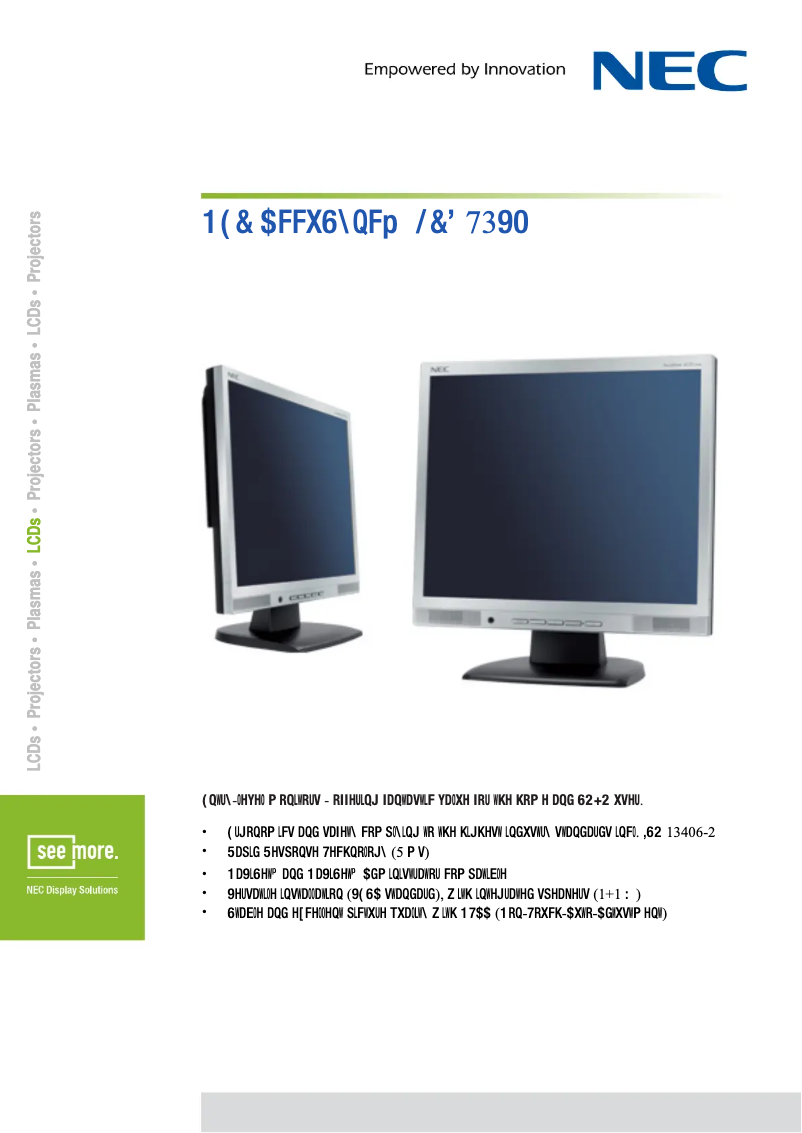 Página 1 del manual Ficha técnica NEC AccuSync LCD73VM