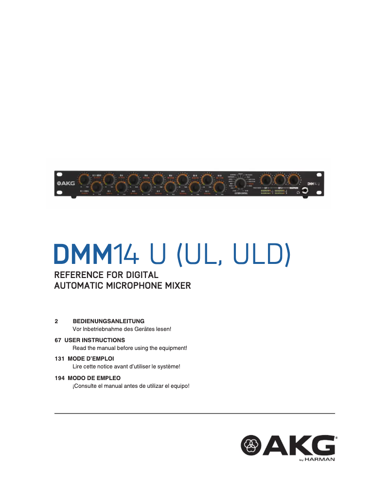 Page n°1 - Manuel utilisateur AKG DMM14 U