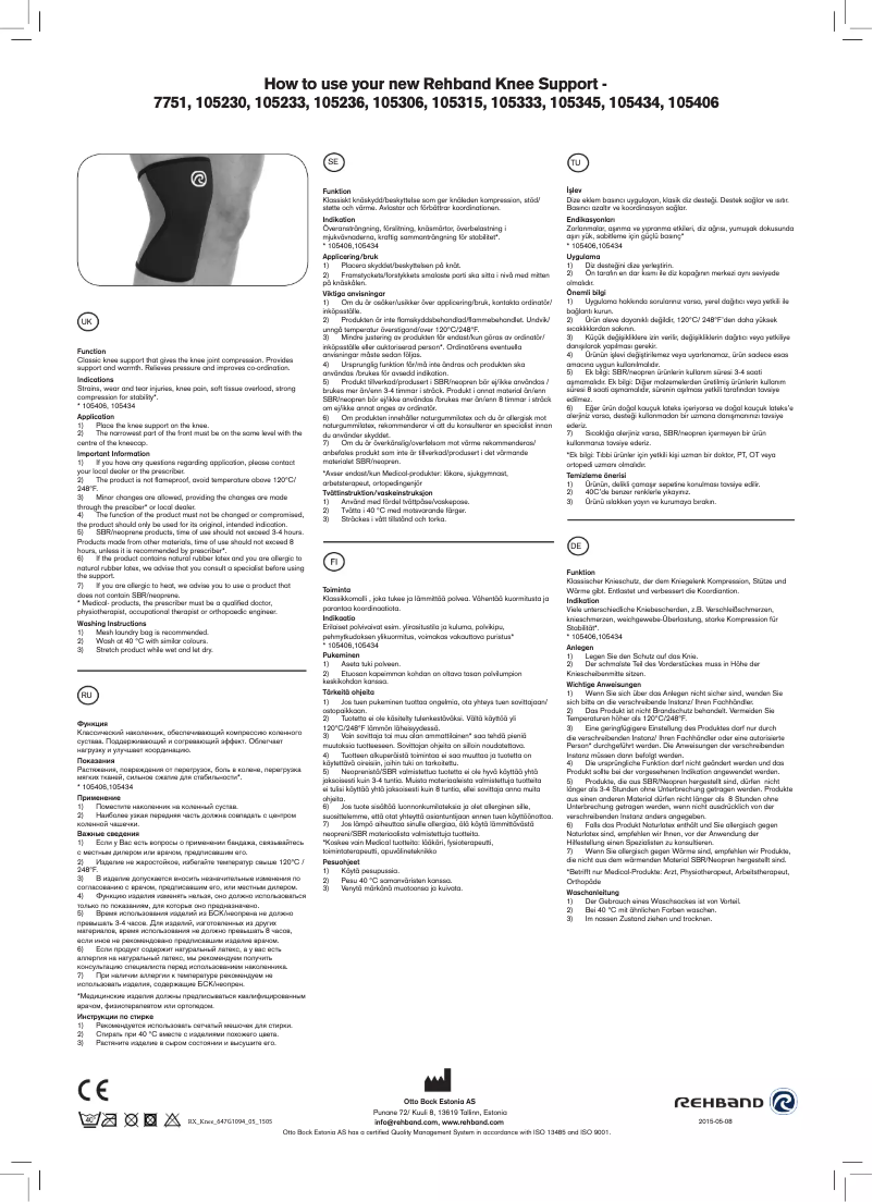 Page 1 de la notice Manuel utilisateur Rehband 105236