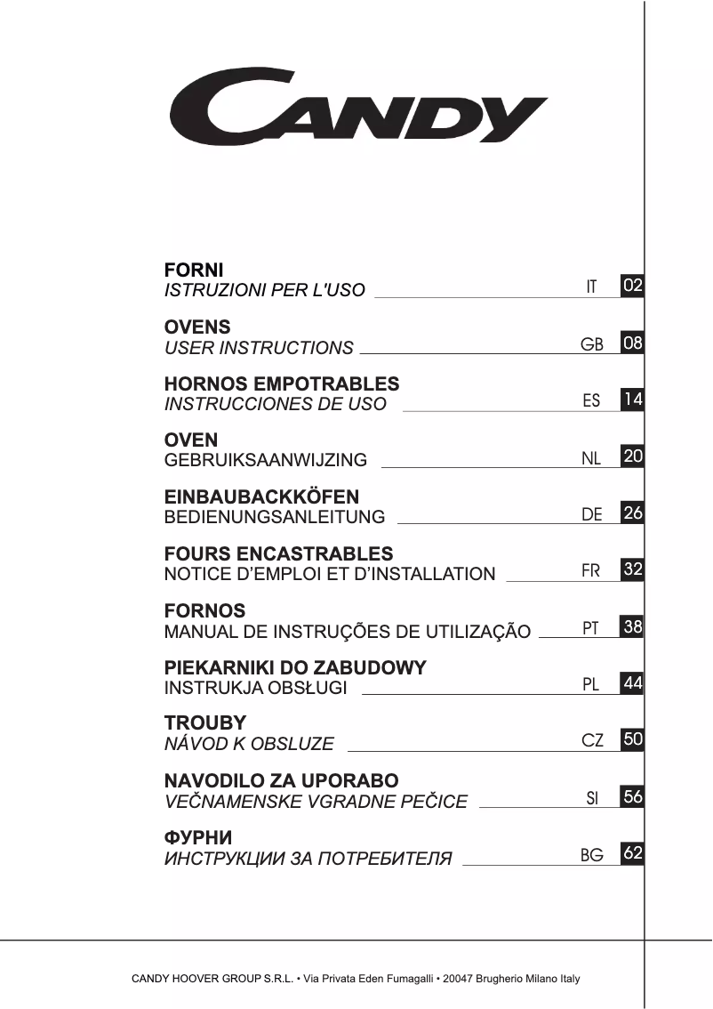 Page n°1 - Manuel utilisateur Candy FCC624GH/E