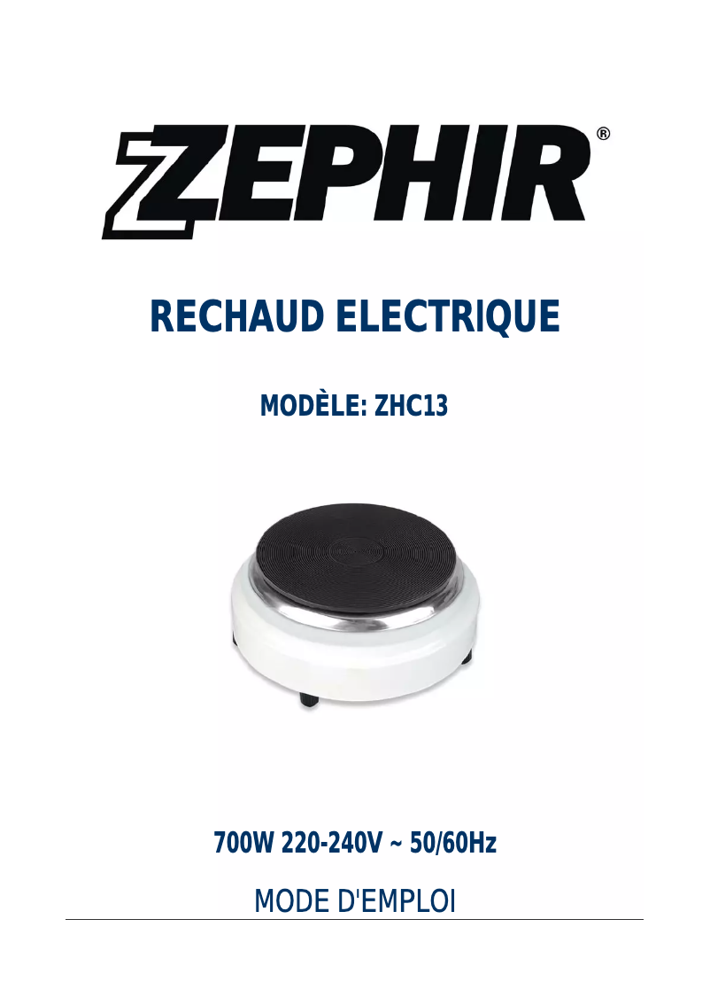 Page 1 de la notice Manuel utilisateur Zephir ZHC13