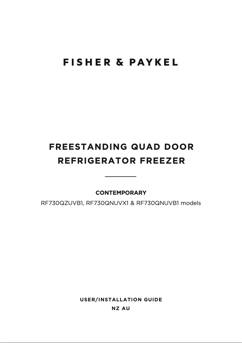 Page 1 de la notice Manuel utilisateur Fisher & Paykel RF730QNUVB1