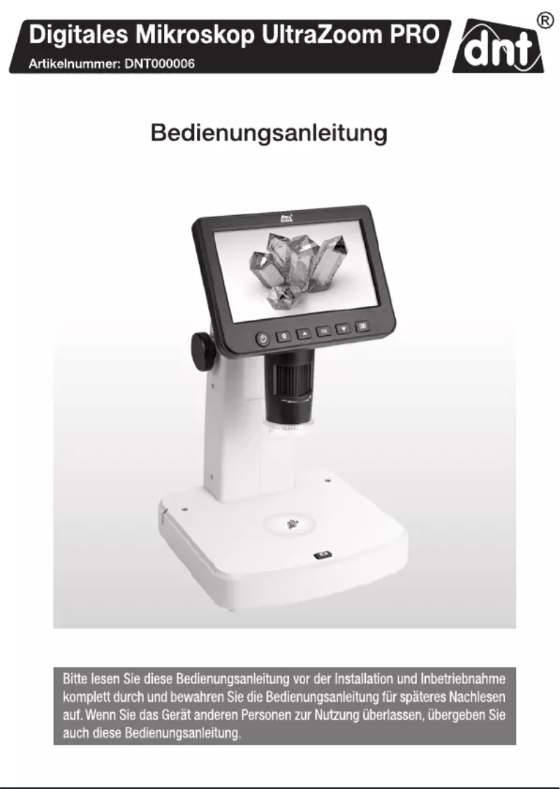 Page 1 de la notice Manuel utilisateur dnt UltraZoom PRO