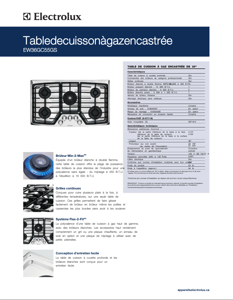 Página 1 del manual Ficha técnica Electrolux EW36GC55GB