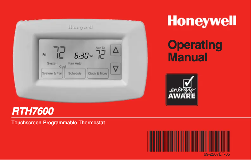 Page n°1 - Manuel utilisateur Honeywell RTH7600