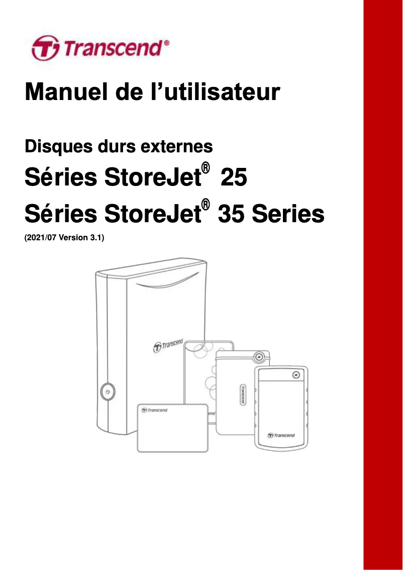 Page n°1 - Manuel utilisateur Transcend StoreJet 25C3S
