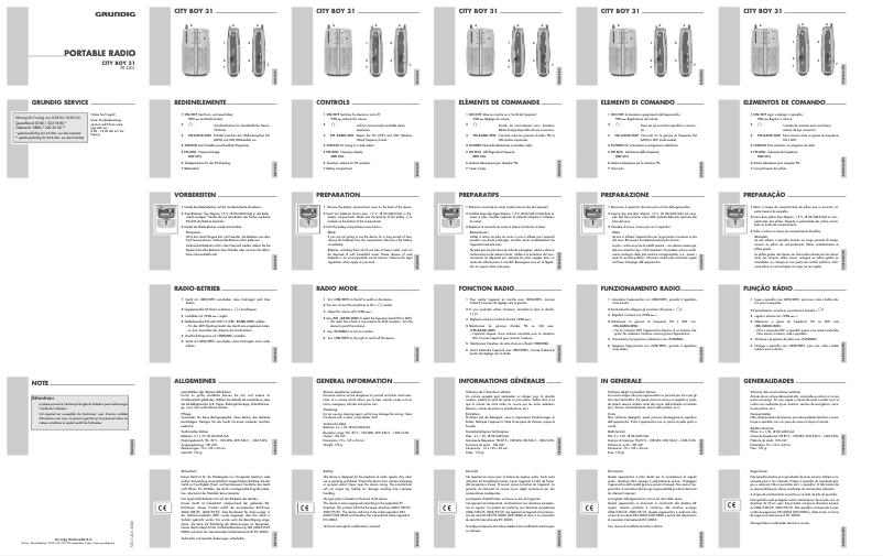 Image de la première page du manuel de l'appareil City Boy 31