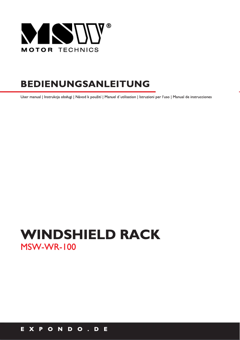 Page n°1 - Manuel utilisateur MSW MSW-WR-100