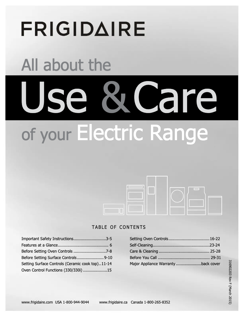 Page n°1 - Manuel utilisateur Frigidaire FGEF3042KF